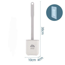 Load image into Gallery viewer, Silicone Toilet Brush Cleaner Toilet Brush With Holder Flat Head Flexible Soft Bristles Brush Bathroom Accessory Gap Cleaning Toilet Brush Wall Mounting Toilet Brush No-Slip Long Handle Soft Silicone Bristle Toilet Corner Cleaner

