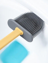 Load image into Gallery viewer, Silicone Toilet Brush Cleaner Toilet Brush With Holder Flat Head Flexible Soft Bristles Brush Bathroom Accessory Gap Cleaning Toilet Brush Wall Mounting Toilet Brush No-Slip Long Handle Soft Silicone Bristle Toilet Corner Cleaner
