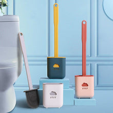 Load image into Gallery viewer, Silicone Toilet Brush Cleaner Toilet Brush With Holder Flat Head Flexible Soft Bristles Brush Bathroom Accessory Gap Cleaning Toilet Brush Wall Mounting Toilet Brush No-Slip Long Handle Soft Silicone Bristle Toilet Corner Cleaner

