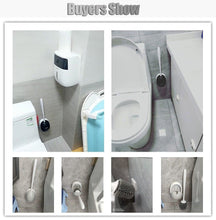 Load image into Gallery viewer, Silicone Toilet Brush For Accessories Drainable Toilet Brush Wall-Mounted Cleaning Tools Home Bathroom Accessories Sets Toilet Brushes And Holder For Bathroom Deep Cleaning Quick Drying Wall Mounted Set Soft Bristled cleaner No-Slip
