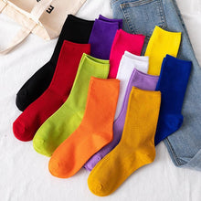 Load image into Gallery viewer, Simple Colorful Solid Color Socks Girls Candy Color Fashion Socks Spring And Autumn 100% Cotton Socks Female Socks Crew Socks Running Socks For Men And Women
