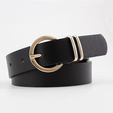 Load image into Gallery viewer, Simple Double Round Buckle PU Leather Waist Strap Vintage Design Double O-Ring Buckle  Women Leather Belt For Jeans And Dresses
