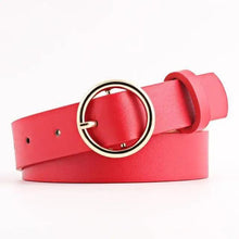 Load image into Gallery viewer, Simple Double Round Buckle PU Leather Waist Strap Vintage Design Double O-Ring Buckle  Women Leather Belt For Jeans And Dresses

