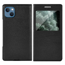 Load image into Gallery viewer, Simple Flip Ultra Thin Window Cover Leather Phone Case For iPhone 14 13 12 11 Pro Mini Luxury Leather Wallet Case Flip Cover Classic Simple iphone case
