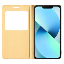 Load image into Gallery viewer, Simple Flip Ultra Thin Window Cover Leather Phone Case For iPhone 14 13 12 11 Pro Mini Luxury Leather Wallet Case Flip Cover Classic Simple iphone case
