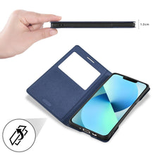 Load image into Gallery viewer, Simple Flip Ultra Thin Window Cover Leather Phone Case For iPhone 14 13 12 11 Pro Mini Luxury Leather Wallet Case Flip Cover Classic Simple iphone case
