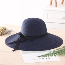 Load image into Gallery viewer, Simple Foldable Wide Floppy Girls Straw Hat Sun Hat Classic New Trendy Big Beach Summer Hats Retro Design Breathable Summer Hat UV Protection Beach Women Travel Cap Portable Female Cap
