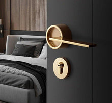 Load image into Gallery viewer, Simple Golden Split Lock Zinc Alloy Indoor Wooden Door Lock Magnetic Mute Bedroom Door Lock Universal Handle Lock Key Pin For Bedroom Bathroom Interior Privacy Door
