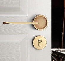 Load image into Gallery viewer, Simple Golden Split Lock Zinc Alloy Indoor Wooden Door Lock Magnetic Mute Bedroom Door Lock Universal Handle Lock Key Pin For Bedroom Bathroom Interior Privacy Door
