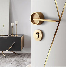 Load image into Gallery viewer, Simple Golden Split Lock Zinc Alloy Indoor Wooden Door Lock Magnetic Mute Bedroom Door Lock Universal Handle Lock Key Pin For Bedroom Bathroom Interior Privacy Door
