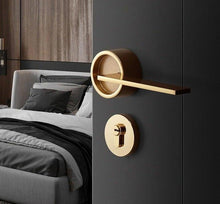 Load image into Gallery viewer, Simple Golden Split Lock Zinc Alloy Indoor Wooden Door Lock Magnetic Mute Bedroom Door Lock Universal Handle Lock Key Pin For Bedroom Bathroom Interior Privacy Door
