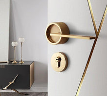 Load image into Gallery viewer, Simple Golden Split Lock Zinc Alloy Indoor Wooden Door Lock Magnetic Mute Bedroom Door Lock Universal Handle Lock Key Pin For Bedroom Bathroom Interior Privacy Door

