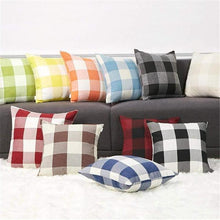 Load image into Gallery viewer, Simple Plaid Linen Pillow Case Invisible Zipper Household Hugging Pillow Case Decorative Retro Plaids Linen Throw Pillow Covers Soft Soild Decorative Cushion Case For Sofa Bedroom Pillow Case 45x4CM
