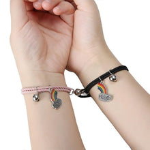Load image into Gallery viewer, Simple Rainbow Magnet Attract Couple Bracelet Rainbow Bell Pendant Friendship Jewelry Adjustable Braided Rope Bangle Couple Bracelets Magnetic Matching Bracelets Jewelry Gifts For Couples Bestfriend
