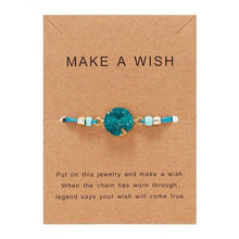 Load image into Gallery viewer, Simple Stone Charm Bracelet Colorful Black Red String Braided Couple Bracelets Wish Card Jewelry Handmade Woven Thread Rope String Nature Stone Beads Charm Bracelet Cuff Bangles With Message Card 18-30cm
