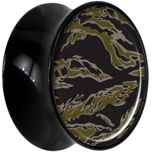 Load image into Gallery viewer, Black Acrylic Tiger Camo Print Saddle Plug Set 18mm
