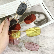 Load image into Gallery viewer, Slender Square Sunglasses Retro Metal Frame Square Sunglasses  Small Vintage &amp; Retro Style Sunglasses Shades Of Rectangle Sunglasses For Women Classic Vintage &amp; Metal Square Frame Sun Glasses Eyewear For Men &amp; Women
