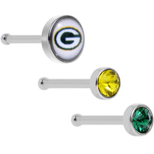 Load image into Gallery viewer, 20G Licensed NFL Green Bay Packers Logo Nose Bone 3 Pack
