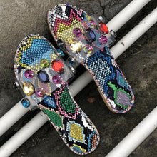Load image into Gallery viewer, Slides Women Flip Flops Shoes Slippers Rhinestones Sandals Slide Diamond Slipper Slide Open Toe Flat Sandals With Clear Rhinestone Flip Flops Fashion Casual Slip On Party Shoes
