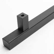 Load image into Gallery viewer, Sliding Barn Door Handle Pull Cabinet Flush Hardware Set Wood Door Handle Interior Door Furniture Handle Hardware Sliding Barn Door Pull Handle with Flush Hardware Set Heavy Duty Solid Square Rustic Style Black Powder Coated Finish
