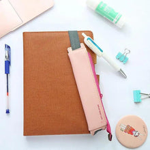 Load image into Gallery viewer, Slim Leather Unique Design Pencil Case Book Holder Pouch With Elastic Band For Notebook Fashion School Pen Case
