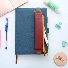 Load image into Gallery viewer, Slim Leather Unique Design Pencil Case Book Holder Pouch With Elastic Band For Notebook Fashion School Pen Case
