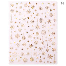 Load image into Gallery viewer, Sliver Bronzing Christmas Slider Nail Art 3D Decals Decoration Snowflake Nail Art Sticker Manicures Transfer Foil Xmas Gift  Nails Snowflake Nail Art Stickers Decals Christmas Nail 3D Self Adhesive Nail Stickers for Acrylic Nails Snowflake
