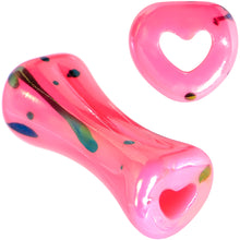 Load image into Gallery viewer, Black Speckled Pink Acrylic Heart Saddle Plug Set 4mm to 20mm
