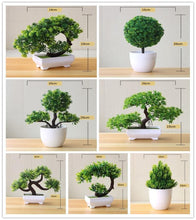 Load image into Gallery viewer, Small Green Artificial Pot Decor Bonsai Green Fake Flowers Potted Ornaments for Home Garden Decor Party Hotel Decor
