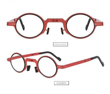 Load image into Gallery viewer, Small Metal Round Folding Reading Glasses Retro Circle Blue Light Computer Grade Glasses Narrow Eyeglasses Frame And Anti Glare Reading Glasses Foldable Computer Reading Glasses For Men  +3.5
