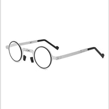 Load image into Gallery viewer, Small Metal Round Folding Reading Glasses Retro Circle Blue Light Computer Grade Glasses Narrow Eyeglasses Frame And Anti Glare Reading Glasses Foldable Computer Reading Glasses For Men  +3.5

