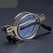 Load image into Gallery viewer, Small Metal Round Folding Reading Glasses Retro Circle Blue Light Computer Grade Glasses Narrow Eyeglasses Frame And Anti Glare Reading Glasses Foldable Computer Reading Glasses For Men  +3.5
