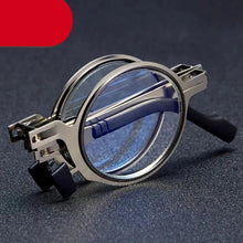 Load image into Gallery viewer, Small Metal Round Folding Reading Glasses Retro Circle Blue Light Computer Grade Glasses Narrow Eyeglasses Frame And Anti Glare Reading Glasses Foldable Computer Reading Glasses For Men  +3.5
