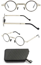 Load image into Gallery viewer, Small Metal Round Folding Reading Glasses Retro Circle Blue Light Computer Grade Glasses Narrow Eyeglasses Frame And Anti Glare Reading Glasses Foldable Computer Reading Glasses For Men  +3.5
