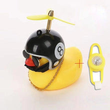 Load image into Gallery viewer, Small Yellow Bike Duck Bicycle Bell Luminous Airscrew Helmet Duck Ducky Bicycle Wind Motor Riding Cycling Lights Horn Rubber Duck Toy Car Ornaments Yellow Duck Car Dashboard Decorations Squeeze Duck Bicycle Horns With Propeller Helmet
