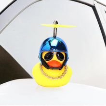 Load image into Gallery viewer, Small Yellow Bike Duck Bicycle Bell Luminous Airscrew Helmet Duck Ducky Bicycle Wind Motor Riding Cycling Lights Horn Rubber Duck Toy Car Ornaments Yellow Duck Car Dashboard Decorations Squeeze Duck Bicycle Horns With Propeller Helmet
