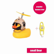 Load image into Gallery viewer, Small Yellow Bike Duck Bicycle Bell Luminous Airscrew Helmet Duck Ducky Bicycle Wind Motor Riding Cycling Lights Horn Rubber Duck Toy Car Ornaments Yellow Duck Car Dashboard Decorations Squeeze Duck Bicycle Horns With Propeller Helmet
