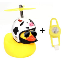 Load image into Gallery viewer, Small Yellow Bike Duck Bicycle Bell Luminous Airscrew Helmet Duck Ducky Bicycle Wind Motor Riding Cycling Lights Horn Rubber Duck Toy Car Ornaments Yellow Duck Car Dashboard Decorations Squeeze Duck Bicycle Horns With Propeller Helmet
