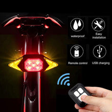 Load image into Gallery viewer, Smart Bike Light Wireless Remote Control Cycling Turning Signal Taillight USB Bicycle Rechargeable Rear Light Turn Signals With Wireless Remote Rechargeable Safety Warning Cycling Light Fits On Any Bicycle
