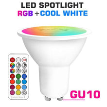 Load image into Gallery viewer, Smart For Home LED Light Bulb E27 E14 GU10 B22 220V 110V  Spot Magic Changeable Lamp Lampada+IR Control Decoration RGB White  Compatible with Alexa Google Home, RGBCW Smart GU10 Bulb, WiFi Smart LED Spot Light Bulb Indoor Decoration
