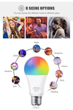 Load image into Gallery viewer, Smart Light Bulb E27 LED Lamp RGB+White+Warm White Work With Alexa Google Home Dimmable Timer Function RGB LED Bulb Bulb-Timer  Sunrise  Sunset Dimmable Multicolo Warm White No Hub Required Compatible With Alexa Google Home Assistant
