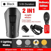 Load image into Gallery viewer, Smart Waterproof Bicycle Light USB Rechargeable Bike Front Light Flashlight With Bike Computer LCD Speedometer Waterproof Bicycles Light And Odometer Horn For Safe Cycling 4 Modes Fits For All Mountain Road Bikes

