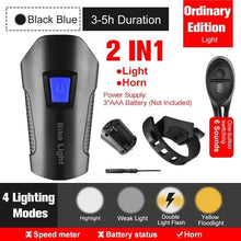Load image into Gallery viewer, Smart Waterproof Bicycle Light USB Rechargeable Bike Front Light Flashlight With Bike Computer LCD Speedometer Waterproof Bicycles Light And Odometer Horn For Safe Cycling 4 Modes Fits For All Mountain Road Bikes
