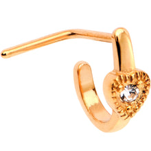 Load image into Gallery viewer, 20G Gem Rose Gold Tone Heart Faux Hoop L Shaped Nose Ring
