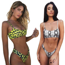 Load image into Gallery viewer, Snakeskin Bikini Women Swimwear Leopard Bikinis Swim Suit Push Up Swimsuit  Women's Bikini Scoop Neck Straps Cutout Crop Top with Cheeky Bottom Two Piece Swimsuits Female Beachwear Swimming Bikini Women
