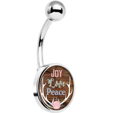 Load image into Gallery viewer, Joy Love Peace Antlers Black Belly Ring

