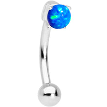 Load image into Gallery viewer, 5/16 Blue Synthetic Opal Fashionista Curved Eyebrow Ring
