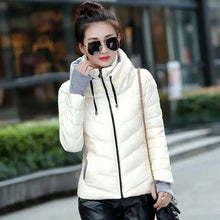 Load image into Gallery viewer, Soft And Comfortable Winter Jacket For Women Short Women's Thicken Outerwear In solid hooded Coats Zipper For Female Slim Cotton padded basic tops

