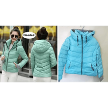 Load image into Gallery viewer, Soft And Comfortable Winter Jacket For Women Short Women's Thicken Outerwear In solid hooded Coats Zipper For Female Slim Cotton padded basic tops
