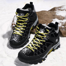 Load image into Gallery viewer, Soft Black Mens Boots Winter Fur Warm Snow Men Walking Boots Work Shoes Footwear Fashion Rubber Ankle Shoes Warm Fur Lined Ankle Booties Comfortable Non Slip Outdoor Shoes
